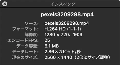ファイルインスペクタ：オリジナル