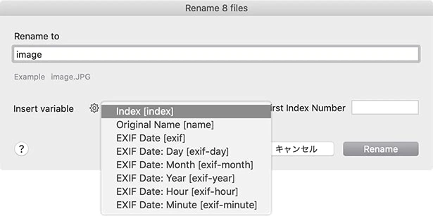 ファイルのリネーム機能は貧弱