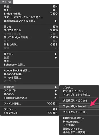 Photoshop > Gigapixel AIプラグイン