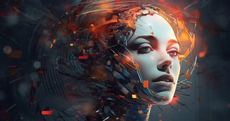 SF style woman face image generated by ChatGPT and Midjourney AI.